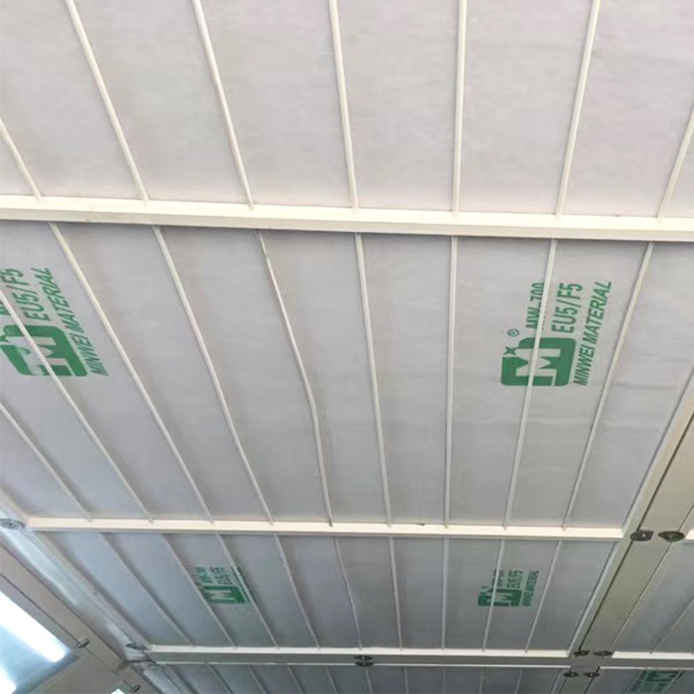 0.3um Micron H13 H14 HEPA F5 Paint Booth Filter Roll Full Adhesive EU5 Merv 9 Ceiling Filter Cotton Air Filter Material