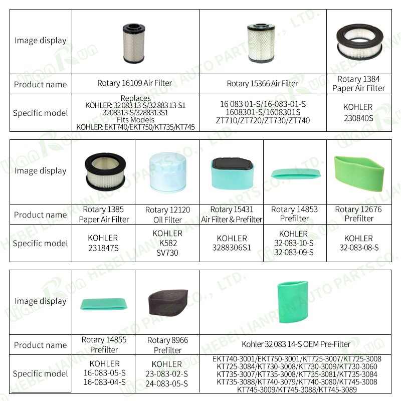 Lawn Mower Air Cleaner Fits for Kohler Fuel Oil air Filter 30801011203 /25-083-02s/ 32 08313-S/230840S Engine Parts