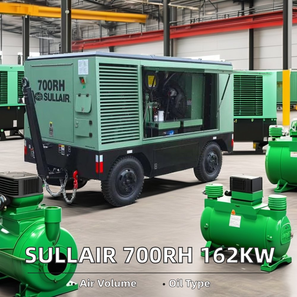 Sullair 700RH High-Pressure 162KW Screw Host Compressor Cummins Diesel Engine Gunite Portable Air Filter Sand Blasting Tool