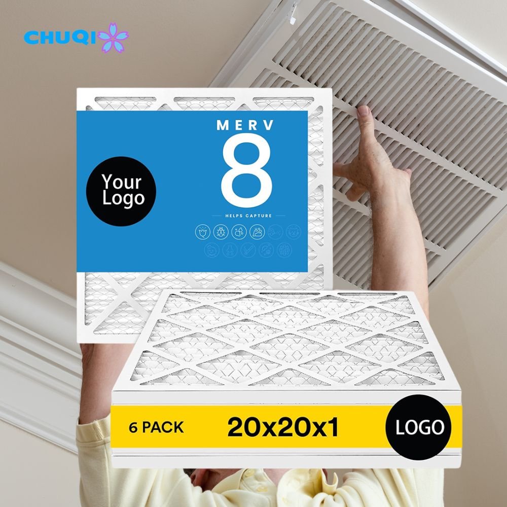 Customized Label Logo 18 PCS 20x20x1 MERV 8 HVAC AC Air Filter Conditioner Furnace Filter