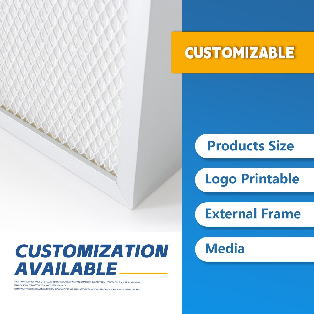 Custom 0.3 Micron 99.99% H13 H14 U15 Hepa air Filter 2ft X 4ft with Hospital Grade for Mushroom Hepa Laminar Flow