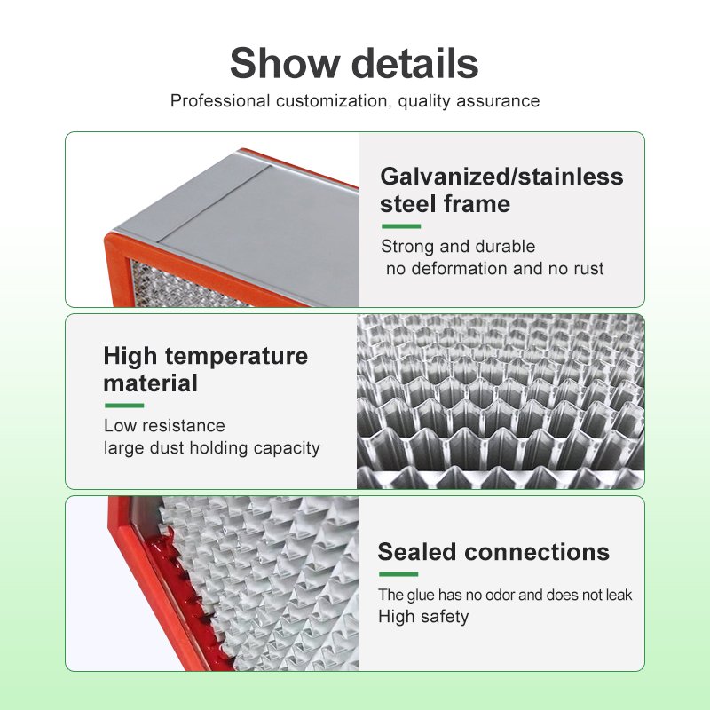 HT High Temperature Resistant High Efficiency Deep Pleated Hepa air Filter Industries Filter for Cleanrooms and Clean Zones