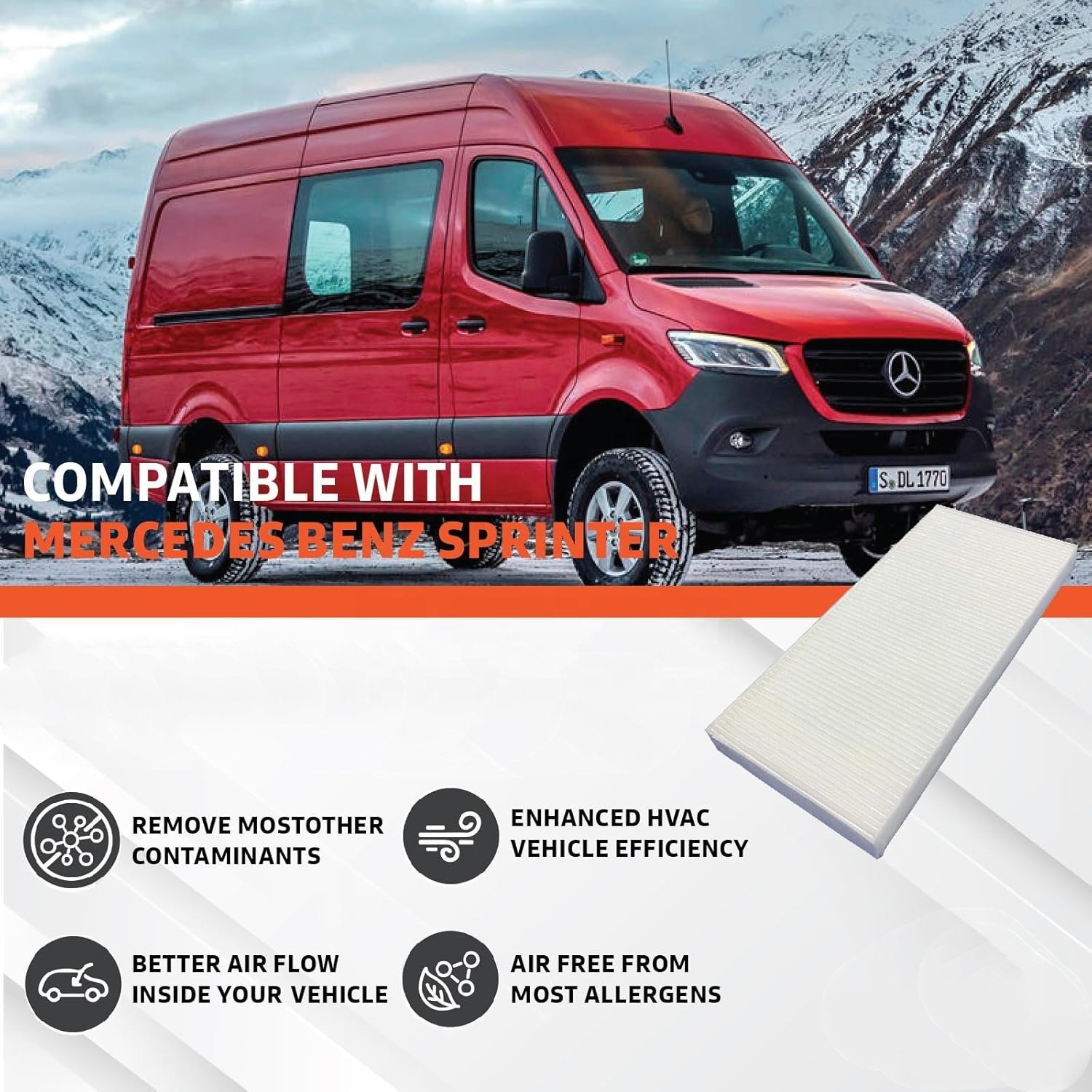 Cabin air Filter A0008354800 CU34008 0008354800 for MERCEDES-BENZ Sprinter 2018-2024 907 910