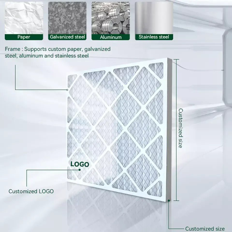Customized Pleated AC Furnace HVAC 16x25x1 16x20x1 20x20x1 20x25x1 Air Filter MERV 8 10 13 16 Replacement Air Conditioner Filter