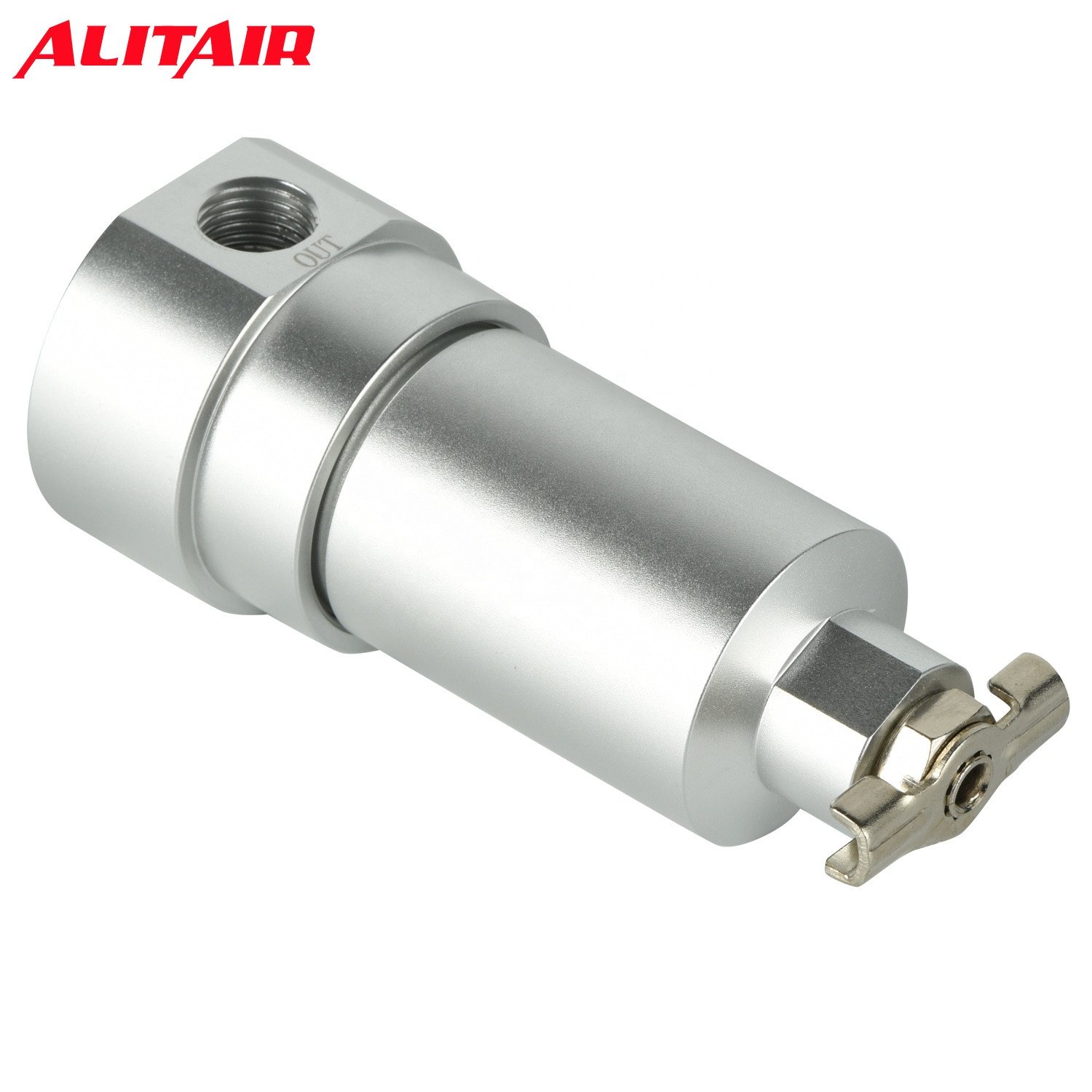 Alitair 1/4" Water Trap & Drain Raw Aluminum for Air Ride Suspension Tank System