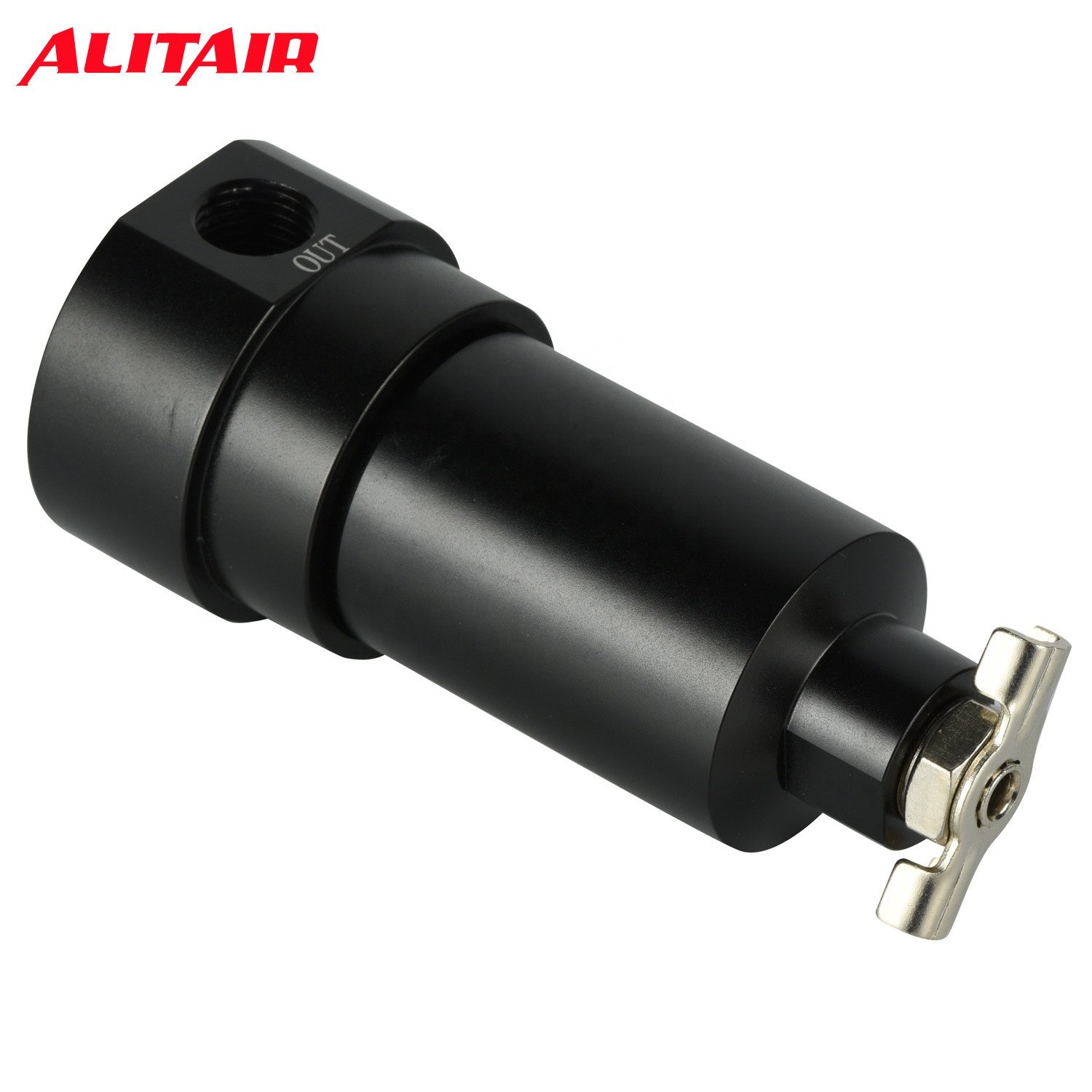 Alitair 1/4" Water Trap & Drain Raw Aluminum for Air Ride Suspension Tank System