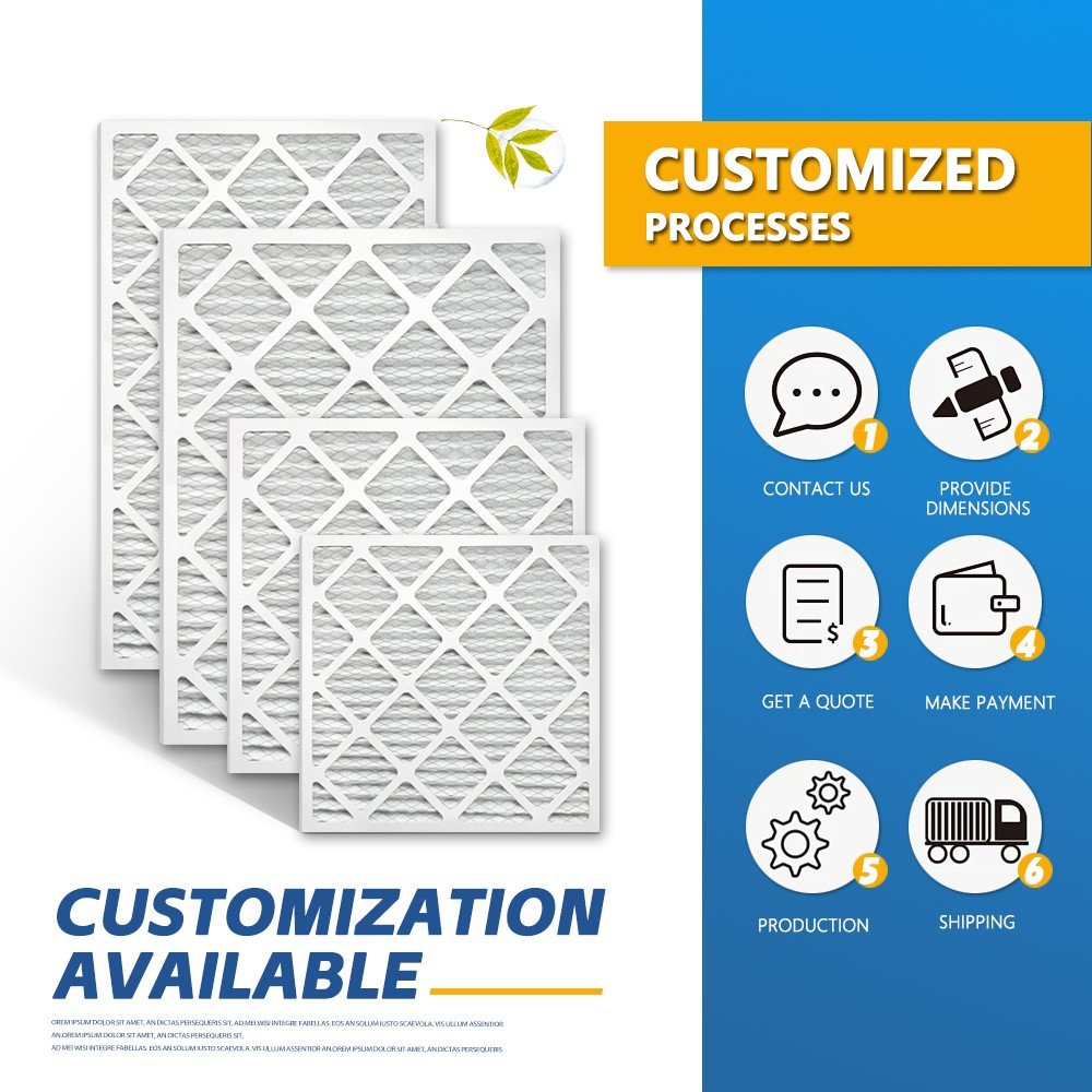 Factory Supply Panel Paper Frame Cardboard Pre Filter Permanent Furnace Air Filter Cardboard Frame 16X25X1 Furnace Filter