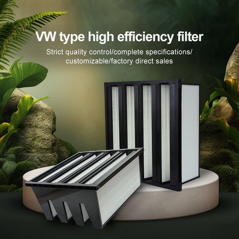 For Cleanroom HVAC System V-bank Type Hepa air Filters With High Capacity Plastic Frame v Bank Pleat Filter