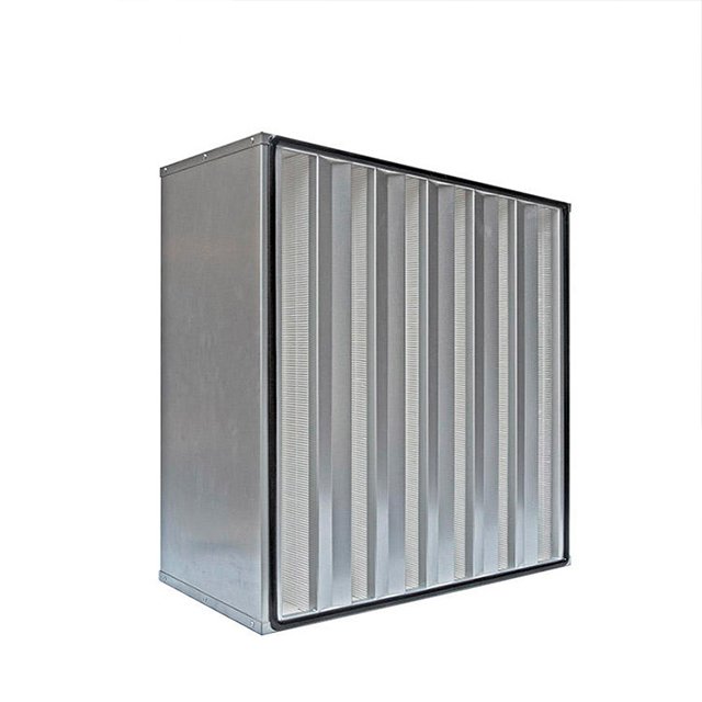 Customizable65%~99.99% Ultra-fine Glass Fiber V-Bank air Filter, Metal Frame, Industrial Box Filter, Clean Room Special