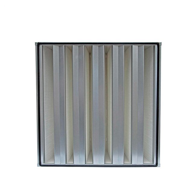 Customizable65%~99.99% Ultra-fine Glass Fiber V-Bank air Filter, Metal Frame, Industrial Box Filter, Clean Room Special