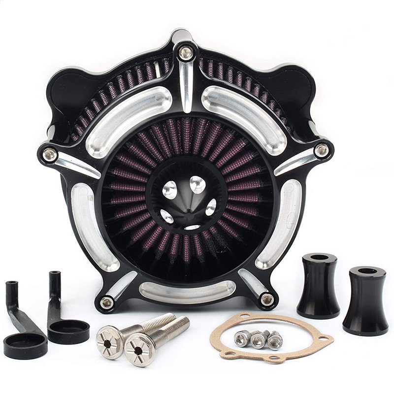 Motorcycle Air Filter Turbine Spike Intake Air Cleaner Filter System for Harley Softail Dyna Touring Road Glide