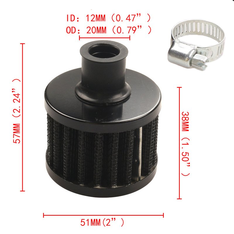 Universal Air Breather Filter With Clamp Engine Air Filter Cartridge 12mm Air Filters HEPA Engine Parts