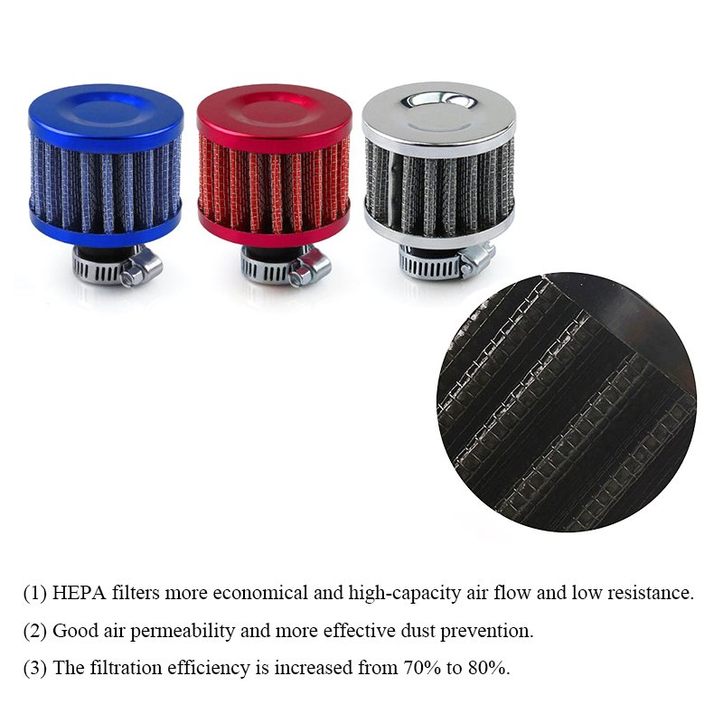 Universal Air Breather Filter With Clamp Engine Air Filter Cartridge 12mm Air Filters HEPA Engine Parts