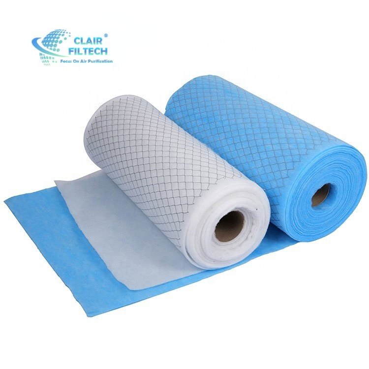 Medium Efficiency Synthetic Fiber Pocket Bag Air Filter Roll Media With Rigid Mesh Dust Filter