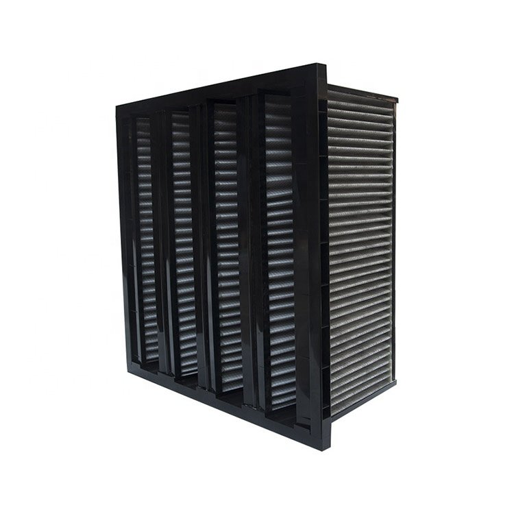 HEPA V W Bank Type Air Purifier Glassfiber H13 H14 Hepa Filter With Aluminum Frame Air Purifier