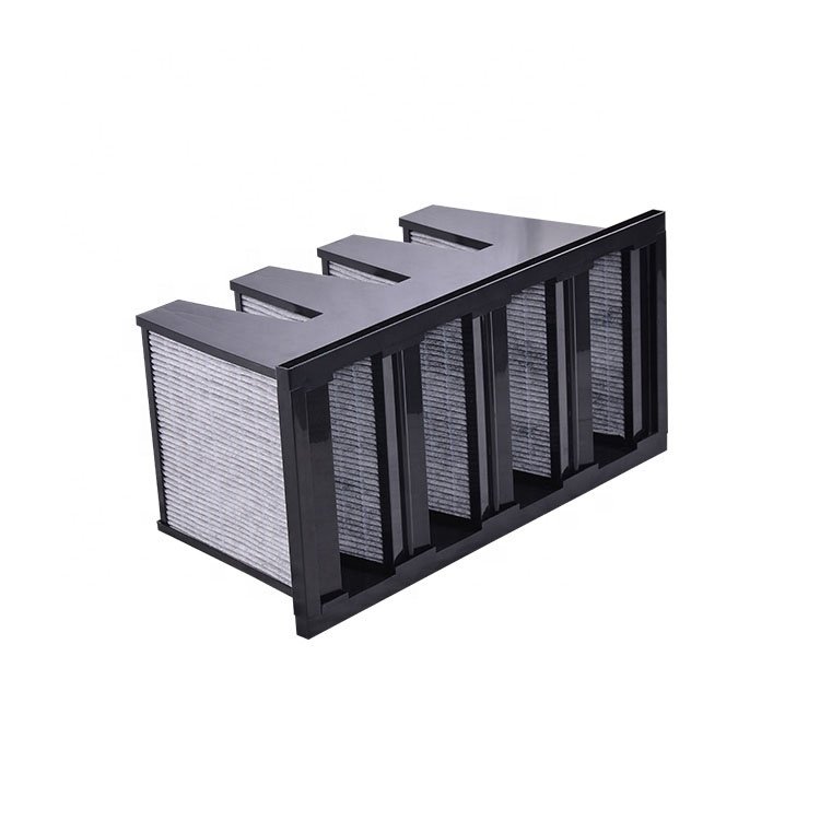 HEPA V W Bank Type Air Purifier Glassfiber H13 H14 Hepa Filter With Aluminum Frame Air Purifier