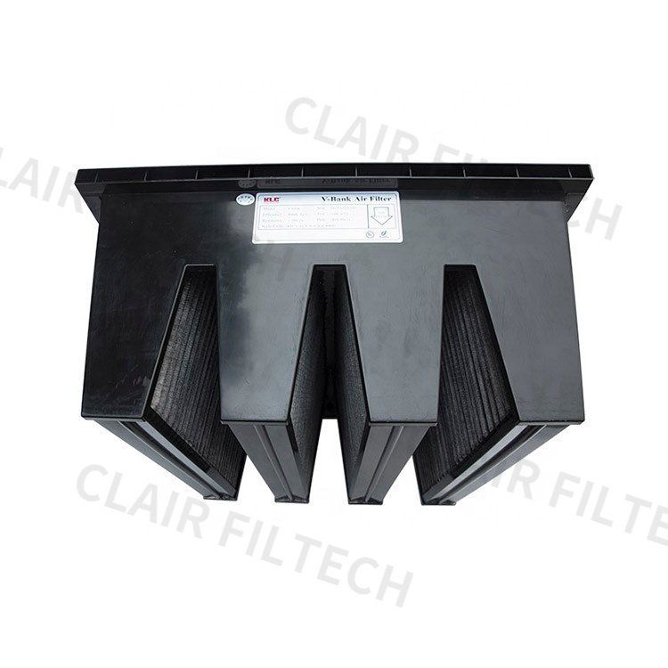 HEPA V W Bank Type Air Purifier Glassfiber H13 H14 Hepa Filter With Aluminum Frame Air Purifier