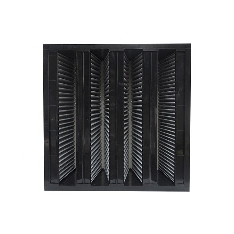 HEPA V W Bank Type Air Purifier Glassfiber H13 H14 Hepa Filter With Aluminum Frame Air Purifier