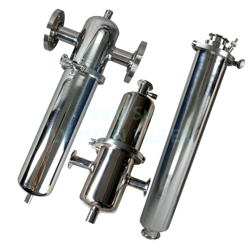 0.1 0.2 Micron Quick Open Straight Flow Inline Stainless Steel Air Filter with Clamp Connection 5/10/20/30 Inch