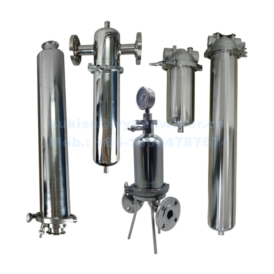 0.1 0.2 Micron Quick Open Straight Flow Inline Stainless Steel Air Filter with Clamp Connection 5/10/20/30 Inch