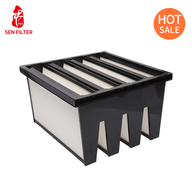 New Condition Ebraco H13 99.95% V Bank Hepa Filter 4V 610x610x292mm (24x24x12inch) for HVAC, AHU, Cleanroom- Customized