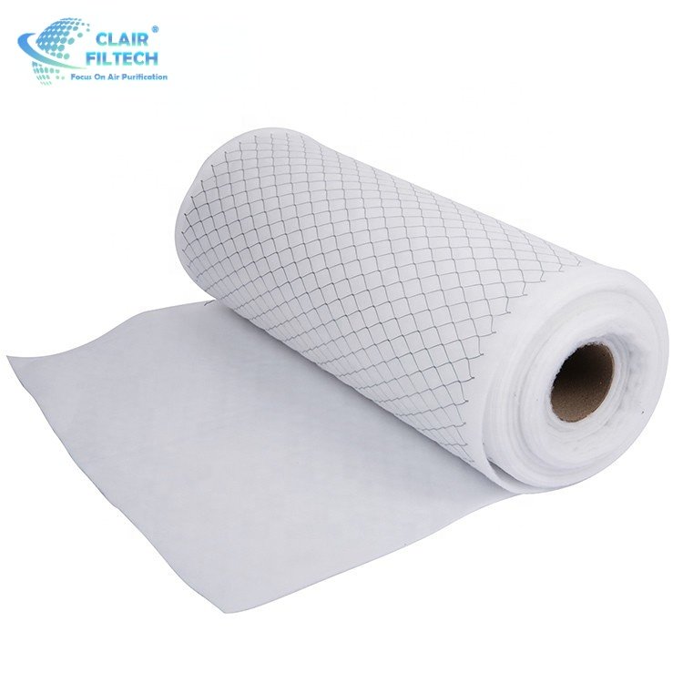 Air Filtraion Roll Filter Media Manufacturers Merv 8 Polyester Media Roll With Rigid Mesh Backing