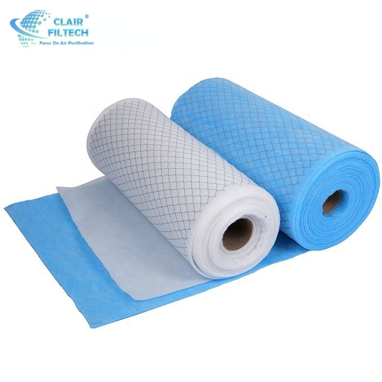 Air Filtraion Roll Filter Media Manufacturers Merv 8 Polyester Media Roll With Rigid Mesh Backing