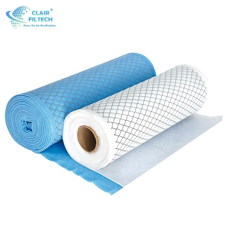 Air Filtraion Roll Filter Media Manufacturers Merv 8 Polyester Media Roll With Rigid Mesh Backing