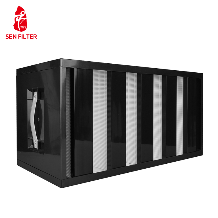 Mini Pleated Box Type HVAC System Filter V-bank Hepa Filter Air Purifier Industrial