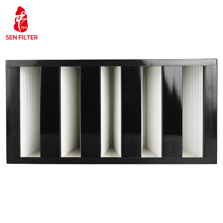 Large Dust Hold Area V-Bank Hepa Pleated Gas Industrial air Filter V-type Filter Rigid Filter