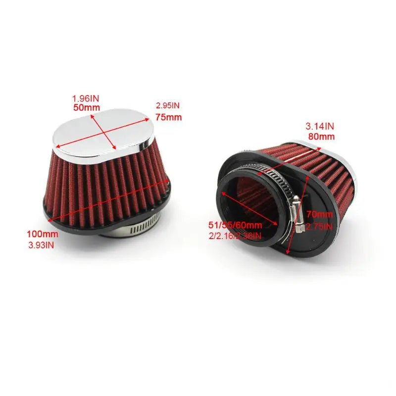 KM Auto Parts China Factory Engine Parts High air Flow Washable Car Air Filter 51mm Sport Air Filter for Bike High Performance