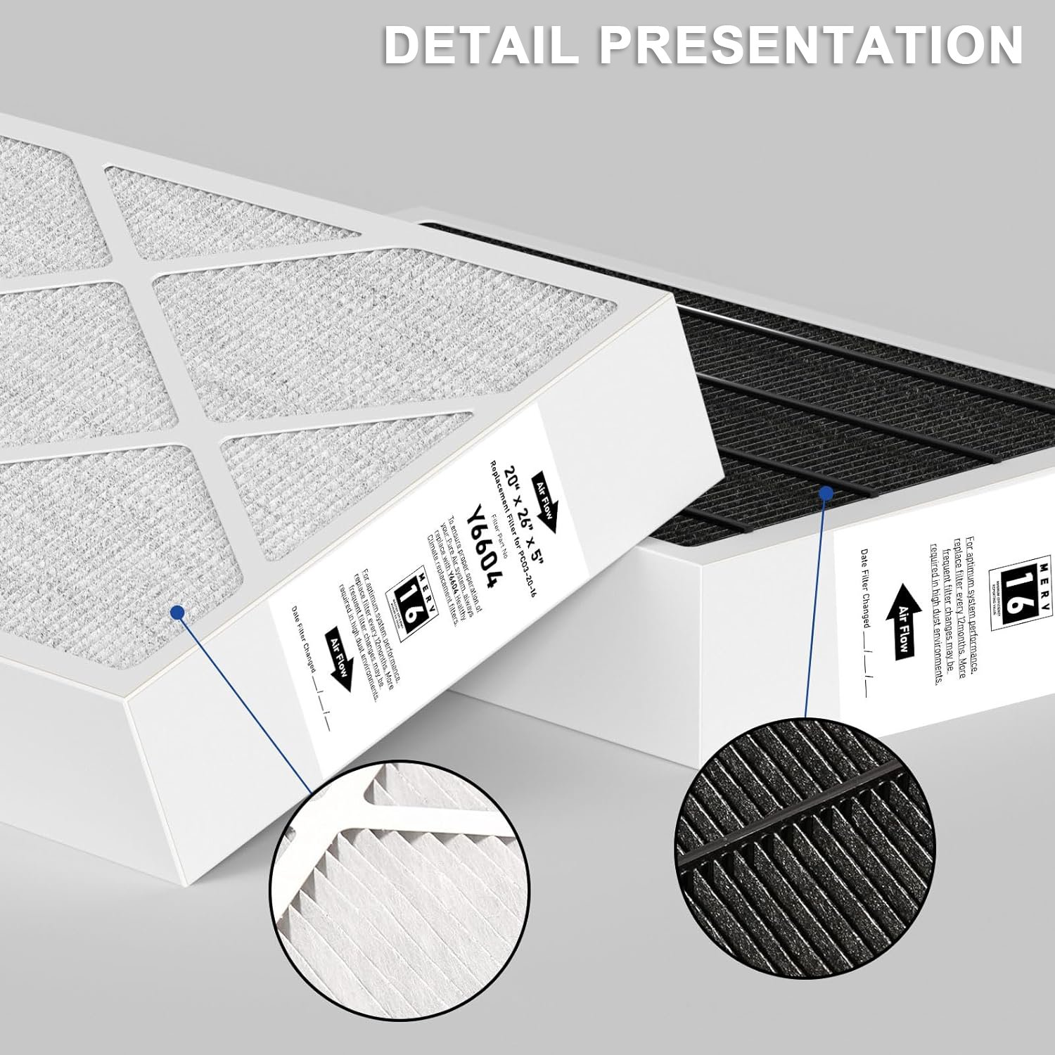 Y6604 MERV 16 Air Filter Replacement for Lennox Air Purifier Fit PureAir PCO3-20-16