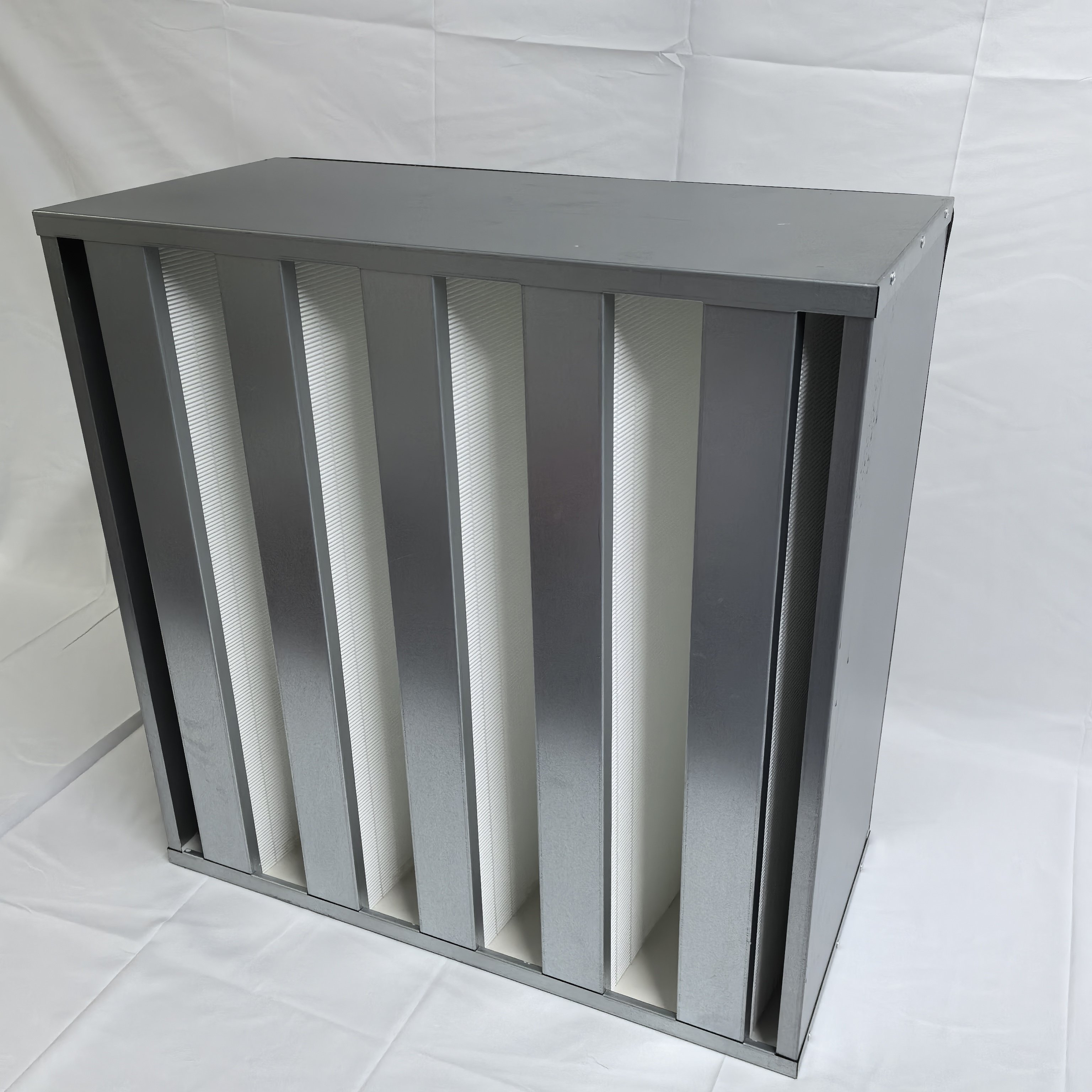 Hot Selling Industrial V-Bank Air Cleaner New H14 HEPA Filter Big Dust Filtro Stainless Steel Galvanized Frame Air Filter