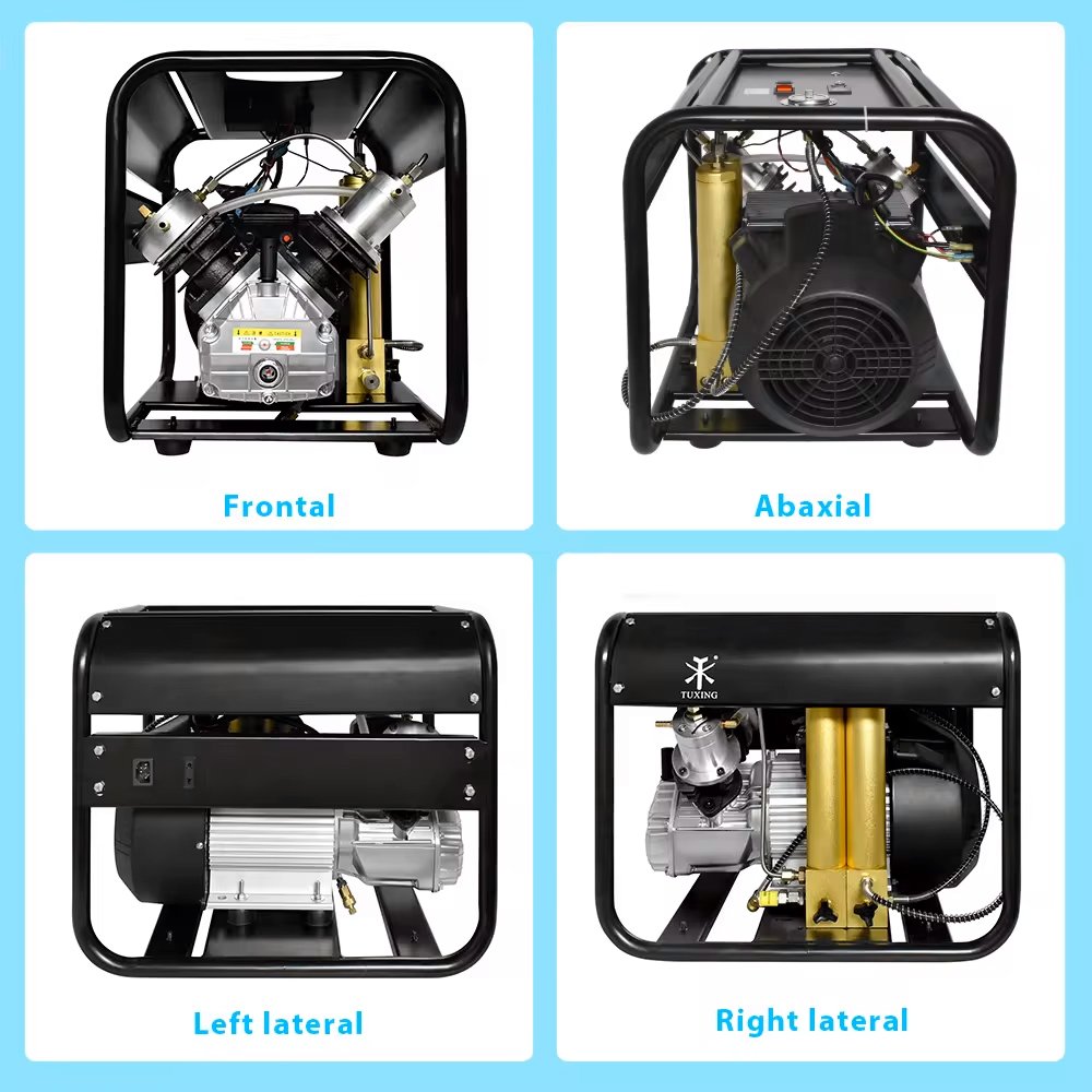 TUXING Factory Wholesale Double-Cylinder 300Bar/4500Psi Built-in Filter Water-oil Separator Snorkeling Paintball Air Compressor