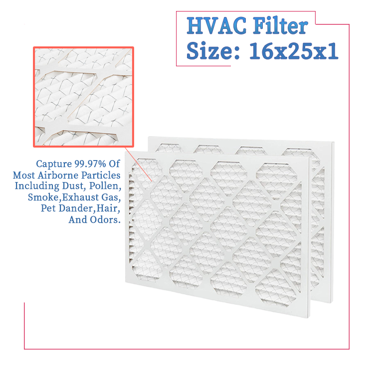 Customized Amazon Hot Sale 16x25x1 25x20x1 MERV8 11 Pleated HVAC AC Furnaces Air Filter