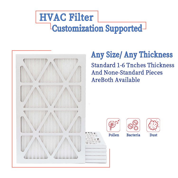 Customized Amazon Hot Sale 16x25x1 25x20x1 MERV8 11 Pleated HVAC AC Furnaces Air Filter
