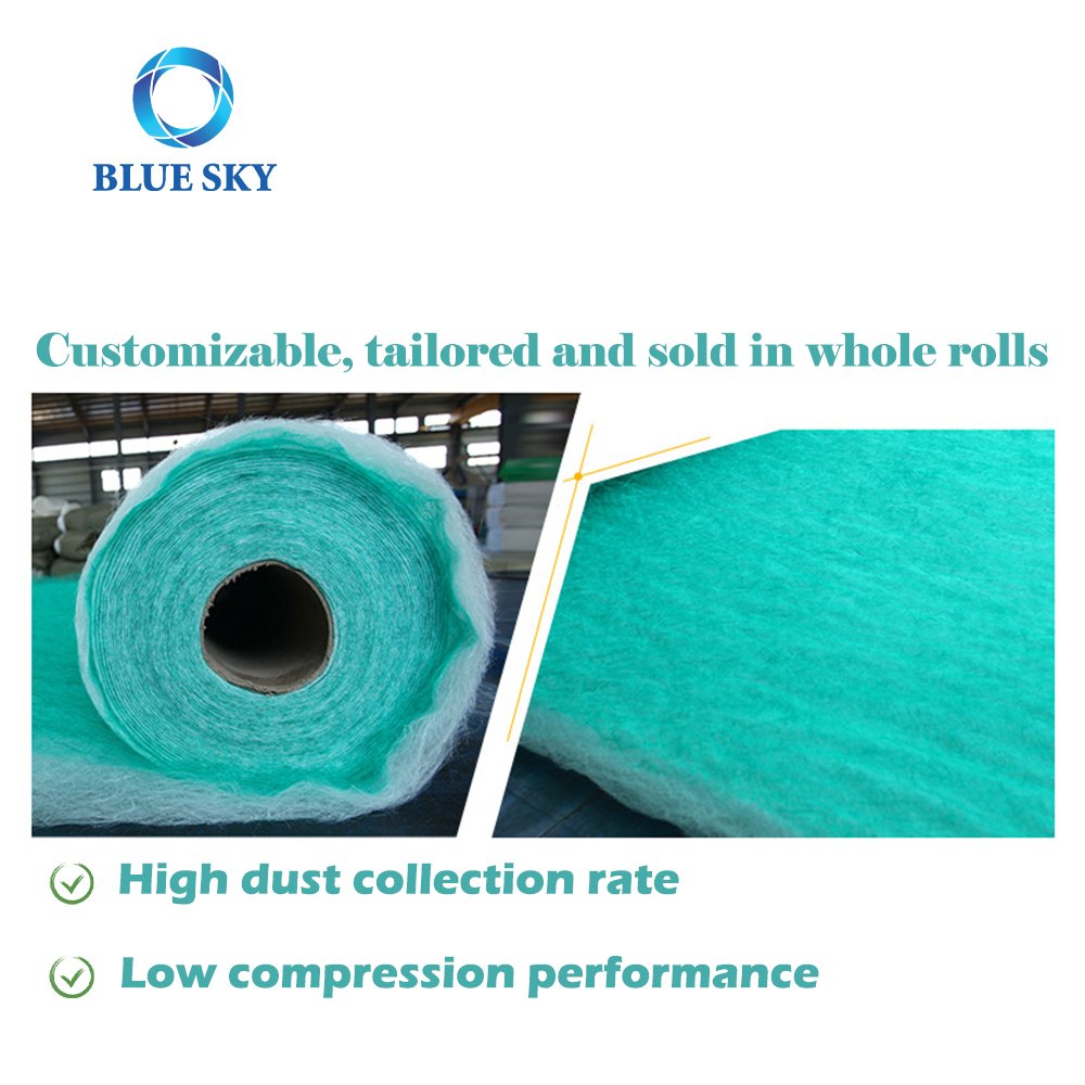 High Performance High Temperature Green & White Cotton Resistant Paint Arrest Fiberglass Filter for Paint Spray Booth