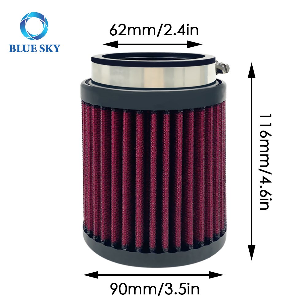 Universal RU-0800 60-63mm Clamp-On Used Cotton Gauze Car Air Filter RU0800