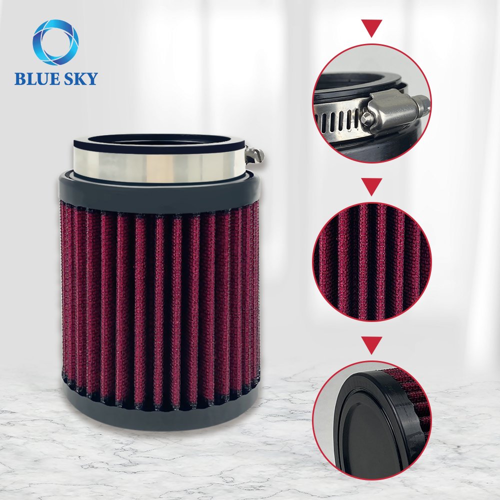 Universal RU-0800 60-63mm Clamp-On Used Cotton Gauze Car Air Filter RU0800