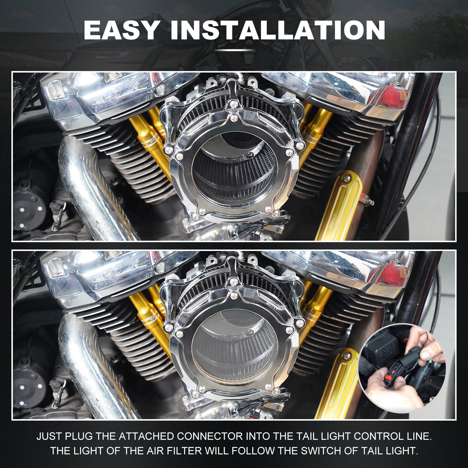 NiceCNC M8 LED Air Filter Cleaner Intake Filter for Harley Road Glide Limited FLTRK 2020-2023 FLTRX 2017-2023