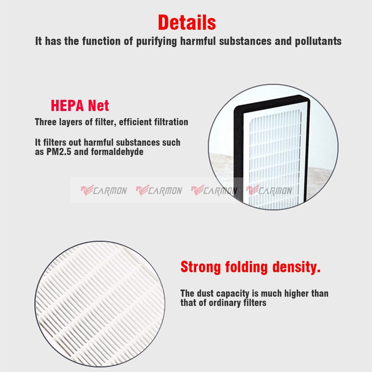 For Tesla Model 3/Y HEPA Air Filter Accessories Replacement Air Intake Filter with Activated Carbon