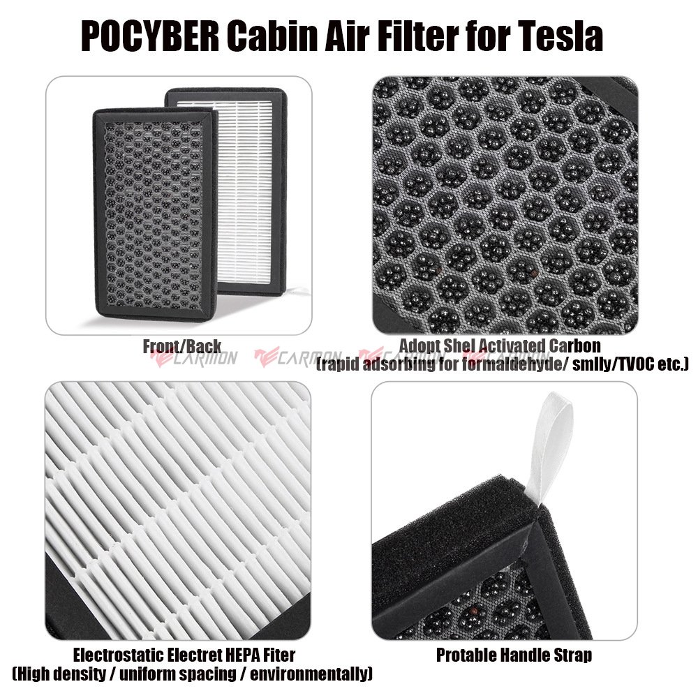 For Tesla Model 3/Y HEPA Air Filter Accessories Replacement Air Intake Filter with Activated Carbon