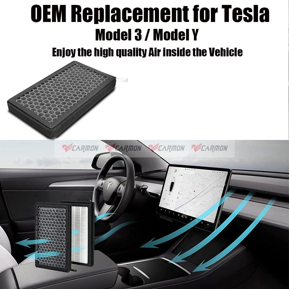 For Tesla Model 3/Y HEPA Air Filter Accessories Replacement Air Intake Filter with Activated Carbon