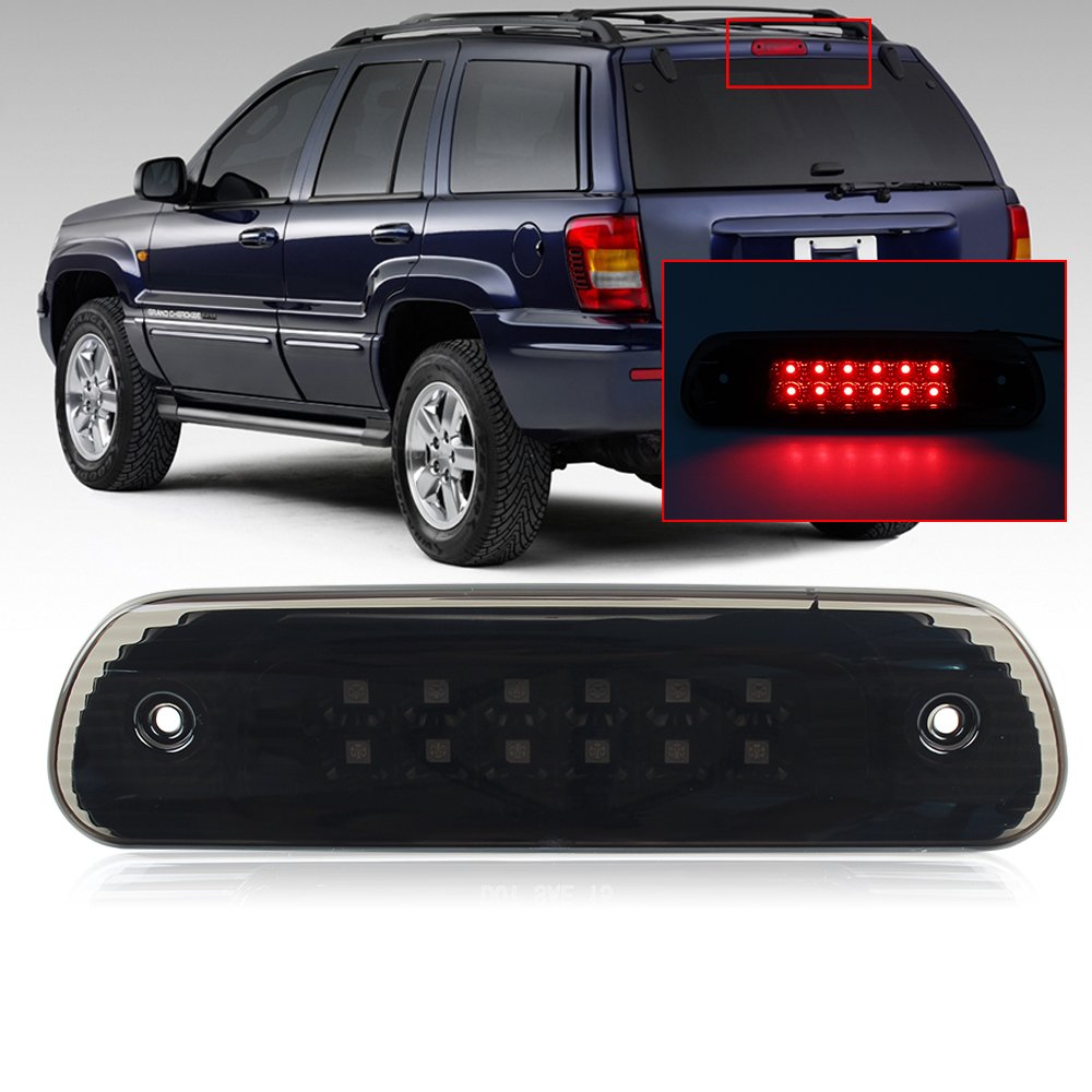 WUKMA Red LED 3rd Brake Stop Light Lamp Rear Tail Lights Kits for Jeep Grand Cherokee 1999-2004
