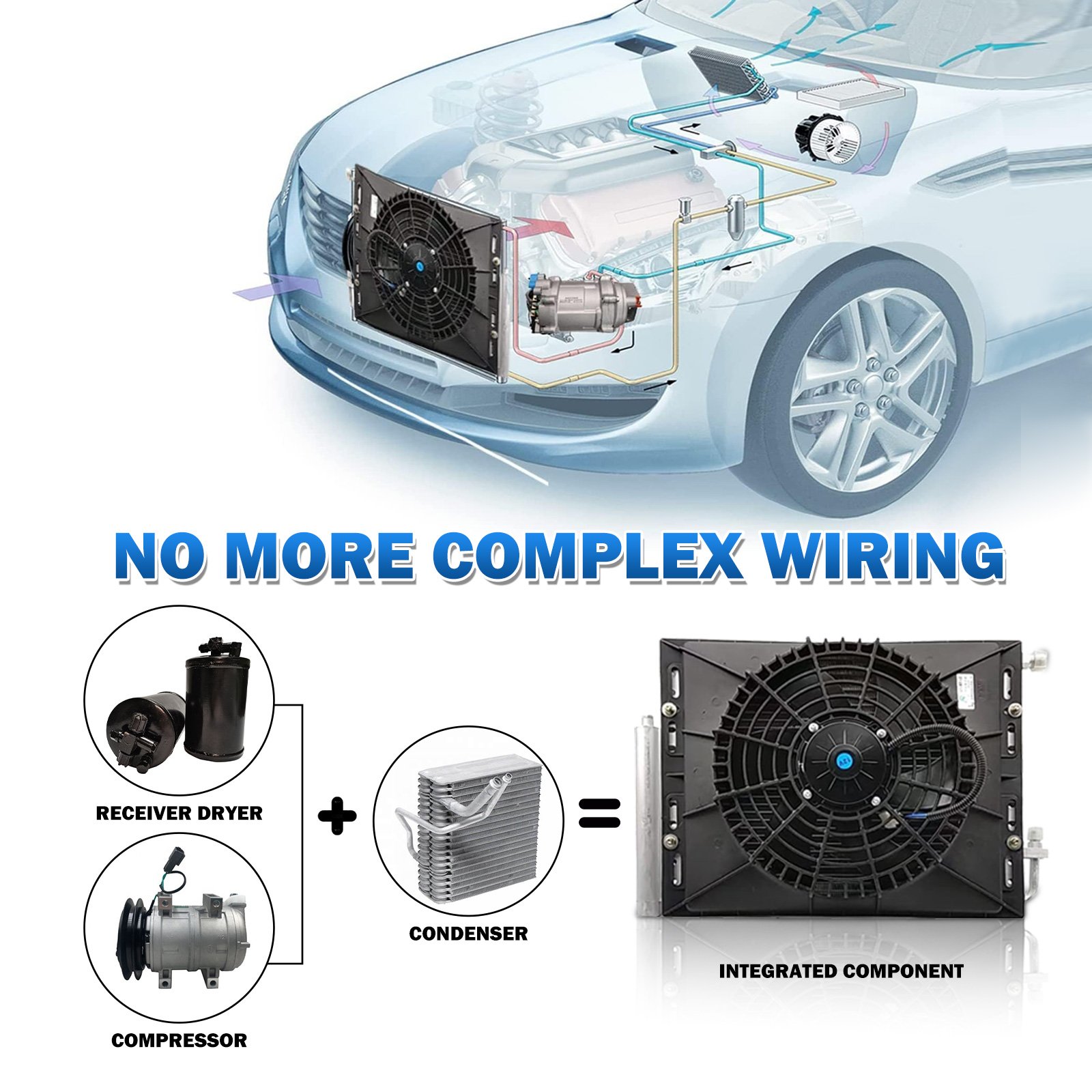 12V Universal Underdash Auto Air Conditioning Cooling Heating AC Evaporator Unit Car BEU-404-000 Dash Center Air Outlet Vent