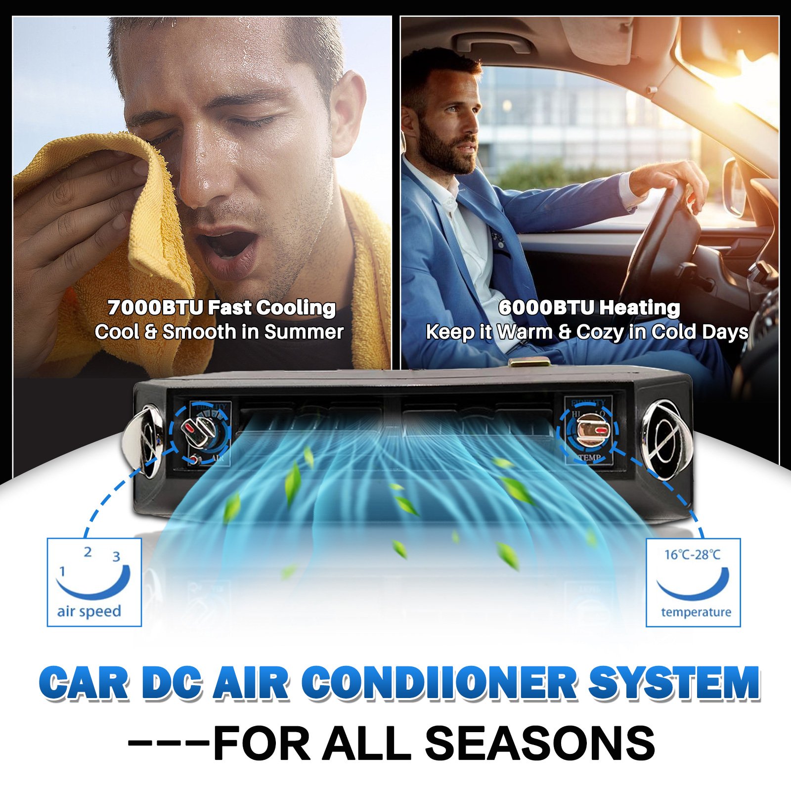 12V Universal Underdash Auto Air Conditioning Cooling Heating AC Evaporator Unit Car BEU-404-000 Dash Center Air Outlet Vent