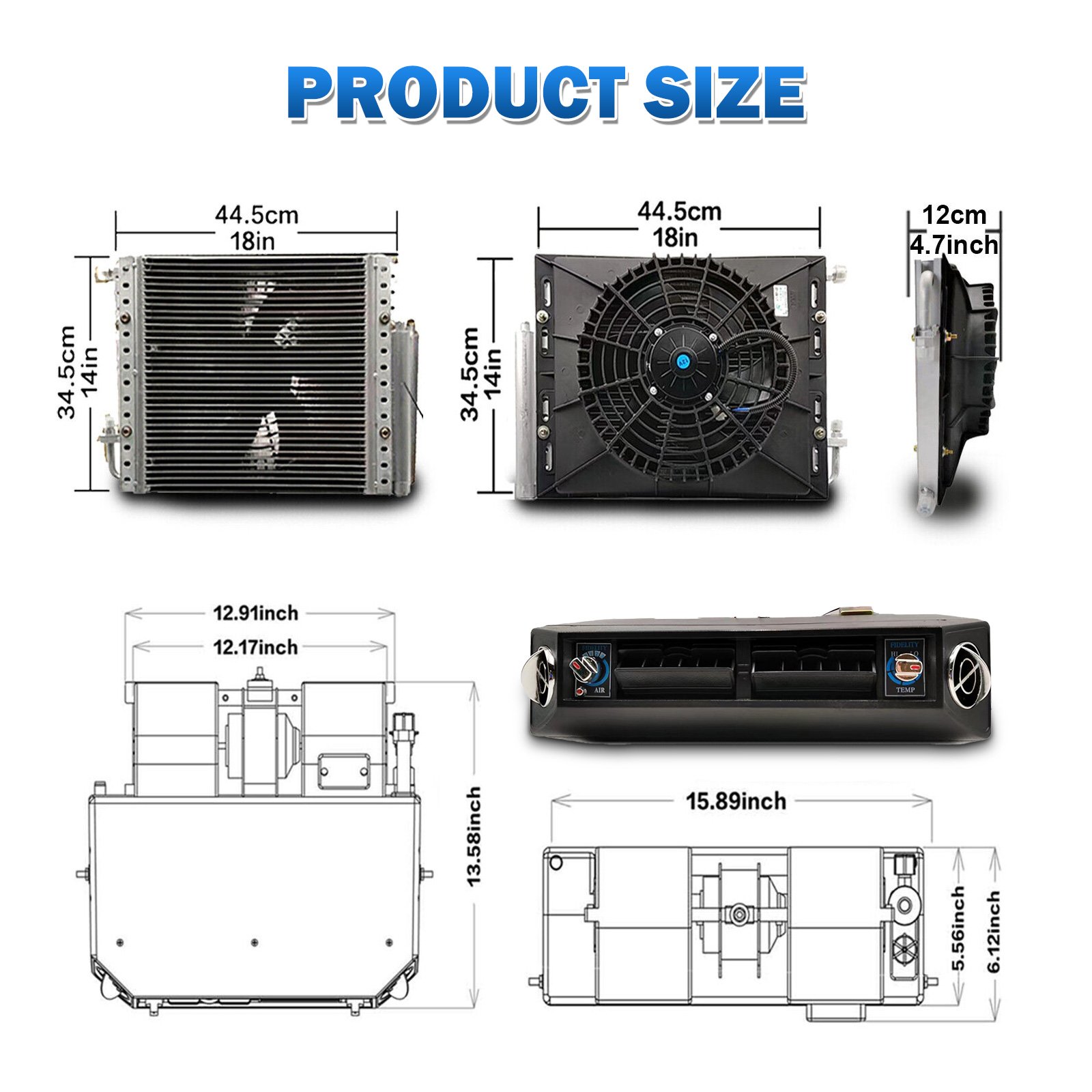 12V Universal Underdash Auto Air Conditioning Cooling Heating AC Evaporator Unit Car BEU-404-000 Dash Center Air Outlet Vent