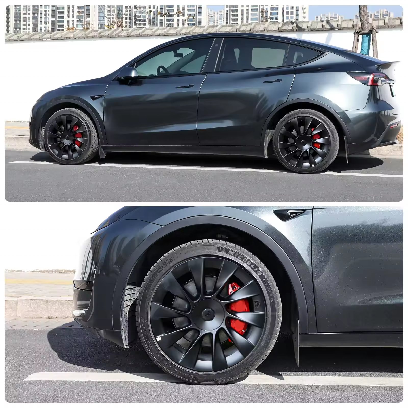 Caliper Covers for Tesla Model Y Wheel Hub Front and Rear Brake Caliper Covers Compatible with Tesla Model Y (Red)