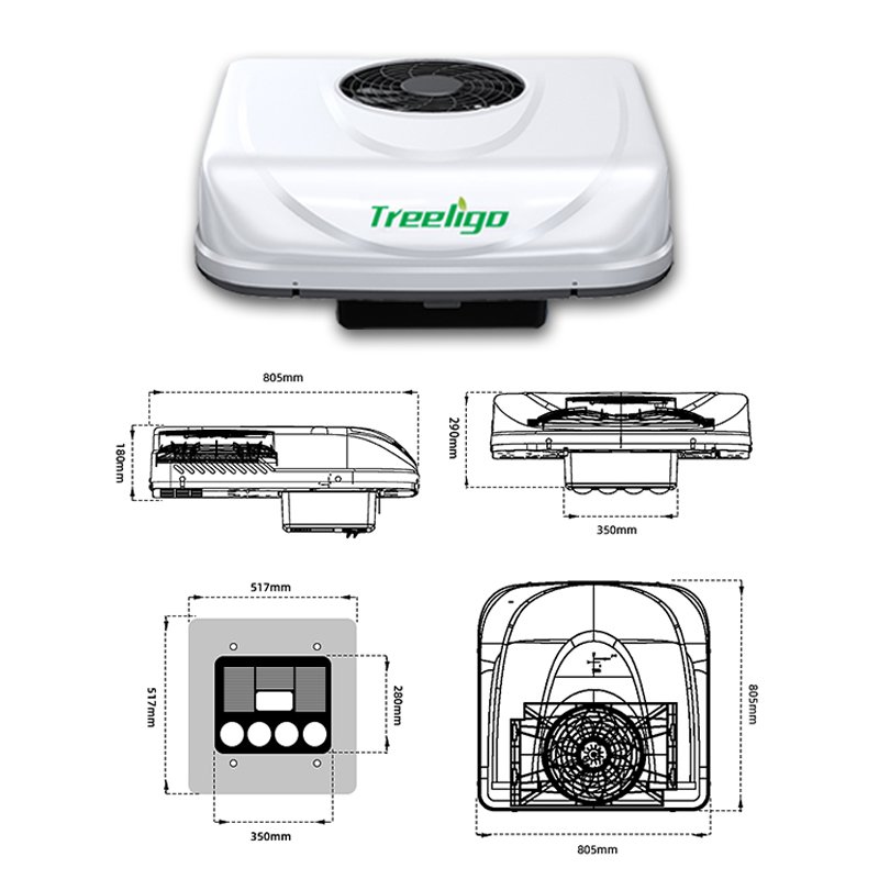 Air Conditioning Systems 2200w 12v 24v Rv caravan air Conditioner Motor Home for Travel Trailer