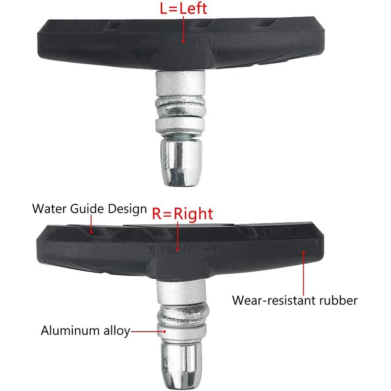 4Pcs Durable Bicycle Silent Brake Pads Cycling V Brake Holder Pads Shoes Blocks Rubber Pad for Long-lasting Performance